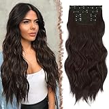 FESHFEN Clip in Extensions, 4PCS 50 cm Voller Kopf Haarverlängerungen mit Clips...