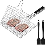Nuangoo Grillkorb Edelstahl-Grillkorb mit 2 Silikonbürste Grillkorb...