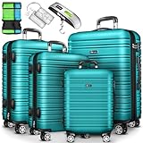 tillvex® Reisekoffer Set 4-teilig mit Gepäckwaage, Koffergurte und...