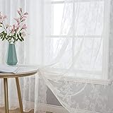 MIULEE Vorhang aus Spitze, transparent, Bestickt, Blumenmuster, mit gewellten...