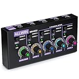 ALLWIN 4-Kanal Line Mixer, Mini Audio Mixer Low Noise DC5V 4in1out...