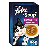 FELIX Soup, Suppe für Katzen mit zarten Stückchen, Sorten-Mix, 8er Pack (8 x 6...