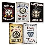 ZDFDC 5er Set Blechschilder Retro Dart 180 Lustig Spruch 20x30cm - Metall-schild...