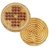 TOWO 2-in-1-Solitär- und Labyrinth-Set aus Holz – klassisches Brettspiel für...