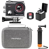 AKASO Action Cam 4K30FPS 20MP mit Schwimmender Handgriff und Tasche WiFi 40M...