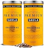 Saula Premium Kaffeebohnen, Packung mit 2 Dosen à 500g. Original 100% Arabica