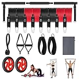 HSYFUNA Fitnessbänder Pilates Bar Set mit 8 Widerstandsbänder 20/30/40/50 lbs,...