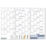 XXL Wandkalender 2024 Jahresplaner DIN A1+ 89x63 cm Wandplaner 2024 GEFALZT,...