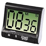 Xavax Digitaler Küchentimer mit Timer- und Stopp-Uhr-Funktion (Befestigung via Magnet, Clip, Hänger oder Aufsteller) batteriebetrieben, schwarz