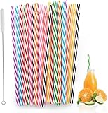 Redreo 25PCS Wiederverwendbare Strohhalme, Farbige Strohhalme Plastik mit...