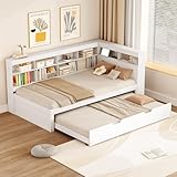 xixiworkshop Ausziehbett 90x200cm Bunk Bett mit Stauraum und USB-Steckdose...