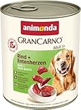 animonda GranCarno Hunde Nassfutter mit Rind + Entenherzen (6 x 800 g),...