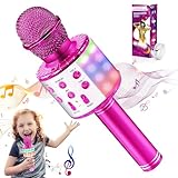 Hayruoy Bluetooth Karaoke Mikrofon kinder, Drahtloses LED Karaoke Mikrofon mit...