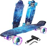 BELEEV Kinder Skateboard 22 Zoll mit LED Leuchtrollen Wheels, Komplette Mini...