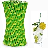 Trinkhalme,100 Stück Grün Bambus Papier Trinkhalme Geeignet Biologisch...