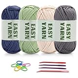 4 X 50g Wolle zum Häkeln Easy Crochet Yarn Cotton Chenille Wolle zum Häkeln...
