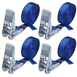 Spanngurt mit Ratsche Zurrgurt 4er Set Ratschengurt DIN EN 12195-2 blau 4 m oder...