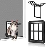 Adiwo Katzenklappe für Fliegengitter, 31.5 x 25 cm Schwarz Automatischen...