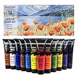 KINSPORY Acrylfarben Set 12 x 36 ml – Wasserbeständig, zertifiziert sicher...