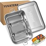 YUVATERA Edelstahl Lunchbox 1400ML,Lunchbox aus Edelstahl,Druckknöpfe und...