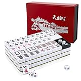 Nastopee Mahjong Spiel Groß - 3x2,25 cm Chinesisches Mahjong Set mit 146...