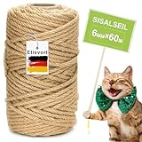 Sisalseil für Kratzbaum, 6MM X 60M Sisalseil, Sisal Kratzbaum Schnur, Kratzbaum...