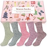 Airabc 5 Paar Thermosocken Damen, Wollsocken, Warme Wintersocken Damen, Dicke...