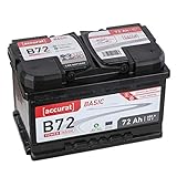 Accurat Basic B72 Autobatterie - 12V, 72Ah, 650A, zyklenfest, wartungsfrei, 30%...