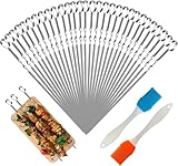 30 Stück Grillspieße Edelstahl, Schaschlikspieße 30cm Mit 2 Grillbürste,...