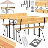 holz4home® Bierzeltgarnitur 3-teilig aus Holz mit Lehne I 117 x 45,5 x 75 cm...