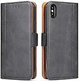 ROJIOJIO Handyhülle für iPhone X, iPhone XS Leder Handytasche Kartenfach...