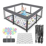 Laufstall Faltbar Baby Playpen with Mat - 127x127CM-Laufgitter, Schneller...