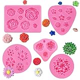 5 Stück Silikonform Blüten Blumen Silikonformen silikonform Fondant Rosen Mini...