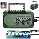 10000mAh Batteriebetrieben Tragbare Notfallradio, AM/FM Kurbelradio mit...