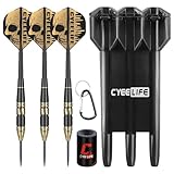 CyeeLife Dartpfeile mit Metallspitze,24g Professionelle Darts Messing Barrels...