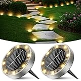 Peasur Solar Bodenleuchten Aussen, 2 Stück 8 LED Solarlampen für Außen Garten...