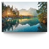 BilderKing Wandbild Wasserfall Hintersee Bayern - 120cm x 80cm Leinwand auf...