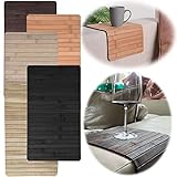 LS-LebenStil Holz Sofatablett - Bambus - 44x24cm - Schwarz - Flexibles...