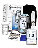 GLUCOFAST Duo Blutzuckermessgerät Starter-Set – inkl. 10 Teststreifen &...