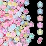 Giantree 200 Stück Blumen Perlen zum Auffädeln, Farbige Acryl Blumenperlen,...