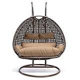 HOME DELUXE - Hängesessel Twin - Braun, Höhe 200 cm - inkl. Gestell, Sitz- und...