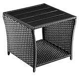 Casaria® Polyrattan Beistelltisch mit WPC Tischplatte 45x45x40cm 80kg...