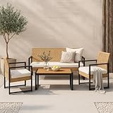 casa.pro Gartenmöbelset Calciano 4-TLG. Balkonmöbel Tisch mit Bank und 2...