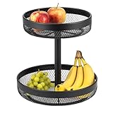 eluno 2-stöckige runde Obstetagere/Brotkorb, Etagere, Obstschale, Obstkorb aus...