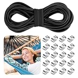 Gummiseil 10m, 8mm Expanderseil mit 20 Würgeklemmen, gummiseil für...