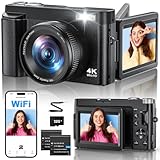 4K 64MP Digitalkamera mit WLAN,180° Flip Screen Autofokus Vlogging Fotoapparat...