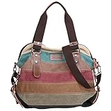 Eshow Damen Canvas Handtasche Schultertasche Umhängetasche groß mit Handgriff...