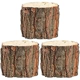 Operitacx 3 x Holzrinde Blumentopf, Desktop Weihnachtsbaum Holzsockel...