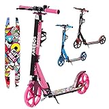 Arebos Cityroller Tretroller Pink höhenverstellbar | klappbar | inkl. Tragegurt...