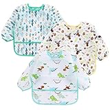 PandaEar 3 Pack Baby Lätzchen mit Ärmeln | Abwaschbar Ärmellätzchen Baby |...